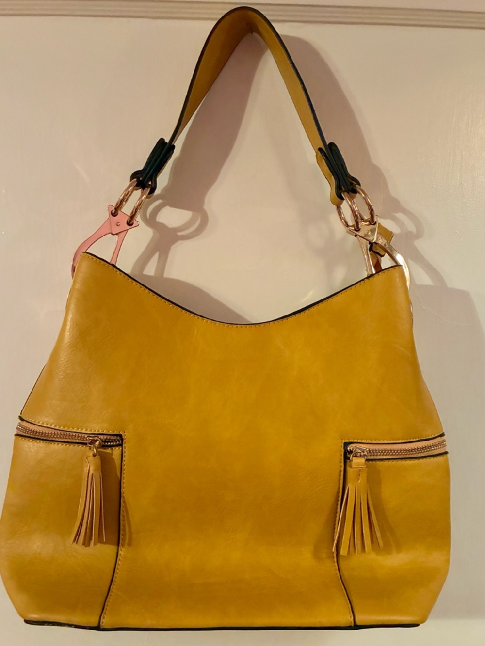 Stylish Mustard Yellow Hobo Bag with Tassel Zips